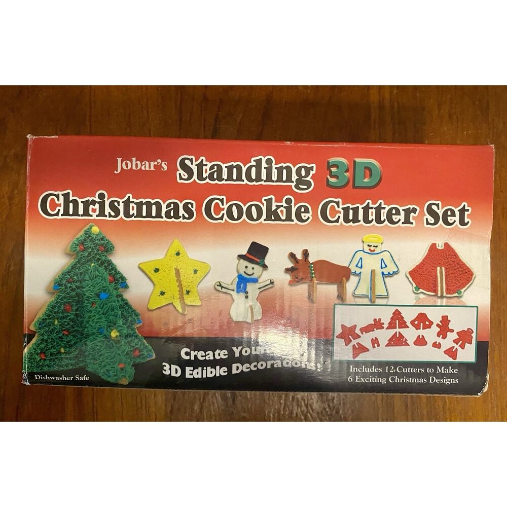 Vintage NEW Christmas Cookie Cutters 3D Jobars Set New In Box SEALED